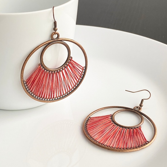 NEW "Dawn" Bronze Earrings (Red) - Picture 2 of 6
